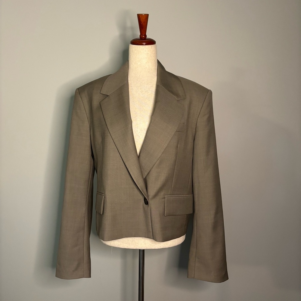 Size - AGOLDE Callie cropped wool blazer in khaki